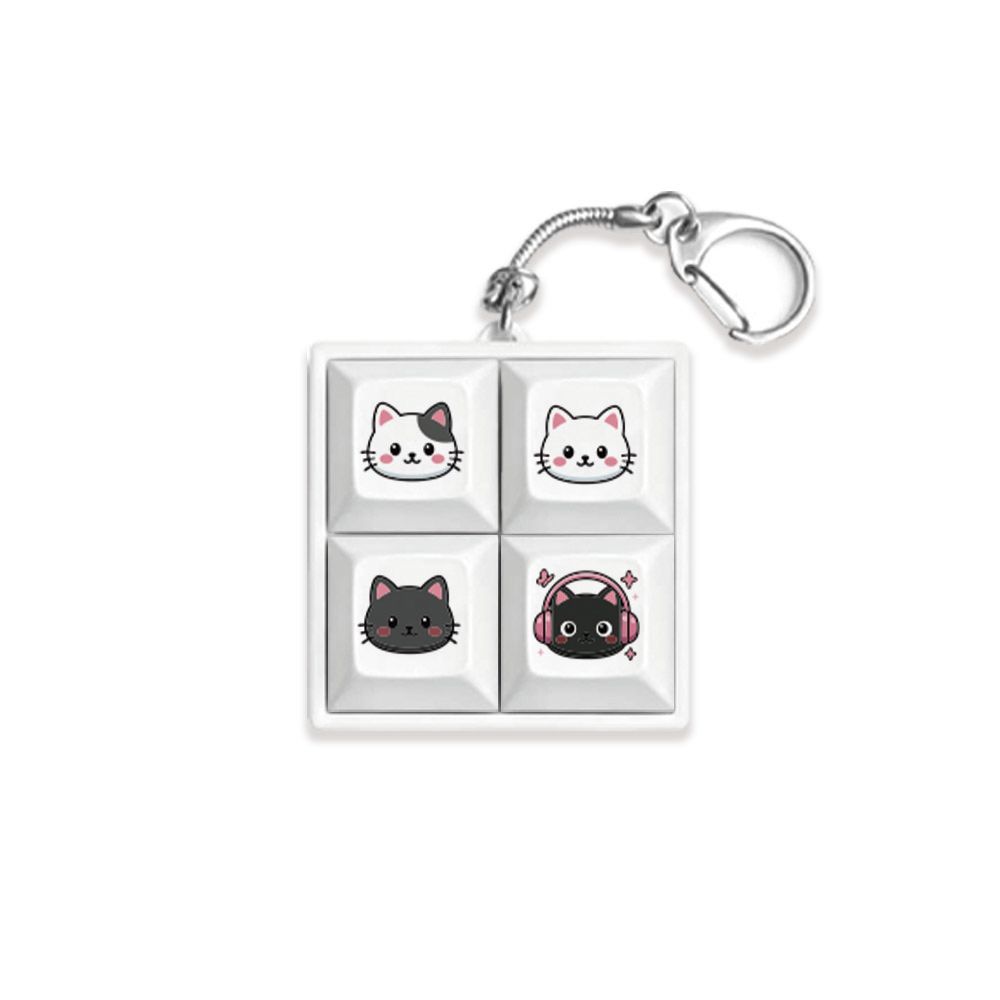 S2B Lucky And Cozy Keycap Keyring Mechanical Switch Clicky Keychain Kitty Daily Cozy Lucky Vicky Lucky Clover Happy Brain Hipster Dog _ Made in Korea